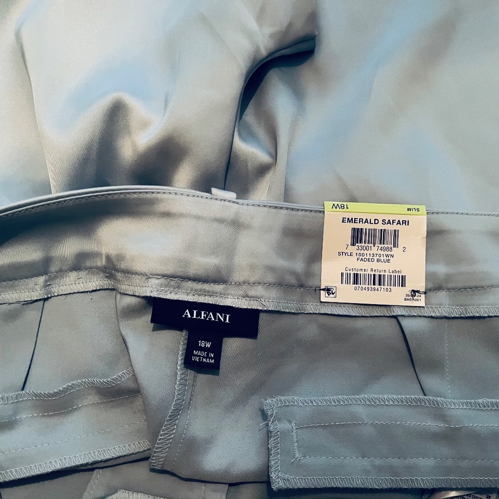 WOMANS 18W SLIM BLUE SATIN TROUSE NWT - Picture 5 of 7